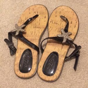 Paris Blues Silver Starfish Sandals, Size 4, GUC